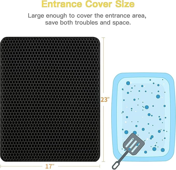 Cat Litter Mat Litter Box Mat, EVA Honeycomb Double Layer Design, Urine & - Image 2