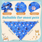 50 Pcs Blue Paw Print Dog Bandanas Bulk Animal Footprint Bandanas - Image 3