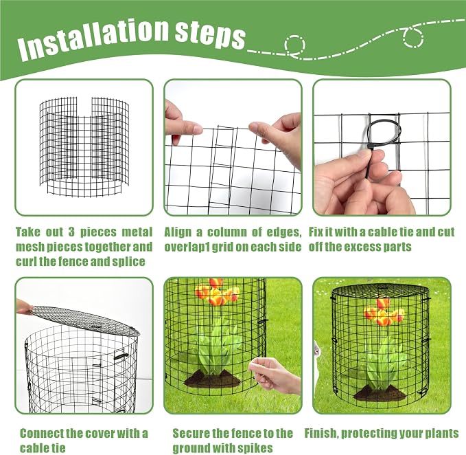 5 Packs Garden Plant Protectors from Animals, Metal Plant Cage Chicken Wire - Image 4