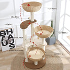52" Modern Cat Tree Tower for Large Cats, 3Cat Nests Manual Hand Woven - Image 3