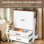 Dog Feeding Station with Storage Cabinet, 2 Adjustable Elevated Dog Bowls - Image 7