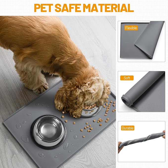 Hubulk Dog Feeding Mat, 100% Waterproof Food Grade Silicone Pet Food and Water - Image 5