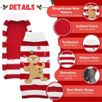 Dog Christmas Sweater Xmas Pet Clothes Cute Striped Gingerbread Man Costume - Image 4