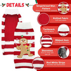Dog Christmas Sweater Xmas Pet Clothes Cute Striped Gingerbread Man Costume - Image 4
