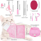 9 Pcs Cat Bathing Bag Set Cat Shower Bag Anti Bite and Scratch - Image 2