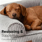 FUKUMARU Cute Dog Bed, Waterproof Corduroy Dogs Couch, 36in Orthopedic Pet Sofa - Image 2