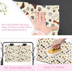 Dog Feeding Mat 24 x 16 Inch, Neutral Paw Bone Woof Dog Placemat Absorbent - Image 3