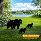 3 Pack Bear Metal Garden Decorative Stakes, Weather Proof Silhouette Statues - Image 2