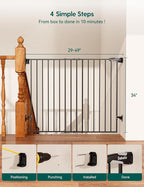 Babelio Baby Gate for Stairs, Kitchen & Doorways, No Bottom Bar| Easy - Image 7