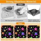 Neon Stars Dog Food Mat, Bright Colorful Absorbent Pet Feeding Mat - Image 3