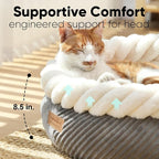 FUKUMARU Cat Bed, Calming Donut Dog Beds, Plush Faux Fur&Corduroy Cat Beds - Image 4
