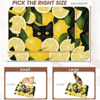Black Cat Funny Dog Food Mat for Floors, Lemon Absorbent Pet Food and Water - Image 2