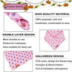 ADOGGYGO Pink Halloween Dog Bandanas 2 Pack, Reversible Ghost Pumpkin Scarf Bib - Image 5