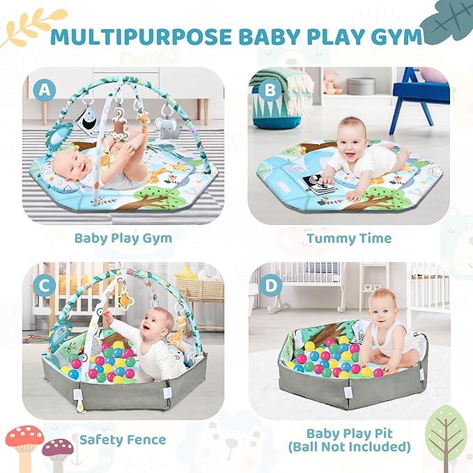 Baby Gym Play Mat, 8-in-1 Tummy Time Mat & Ball Pit - Image 3