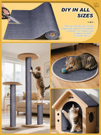 TLNNK 78.7"x15.8" Cat Scratch Mat, Trimmable Self-Adhesive Carpet, DIY Climb - Image 3