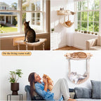 JSPYFITS Wooden Cat Wall Hammock, 18.9 x 12.6 Inch Double Layer Cat Furniture - Image 5