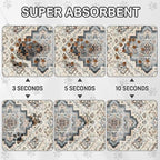Dog Food Mat for Pet Cat Food Mat, Boho Absorbent Quick Dry Dog Bowl Mats for - Image 2