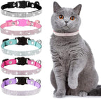 Cat Collars, Rhinestone for Girl Cats Bling Kitten Flower Adjustable Breakaway - Image 8