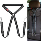 BWOGUE Double Dog Cat Seat Belts, Car Headrest Restraint Adjustable Travel Leash by BWOGUEPetHome