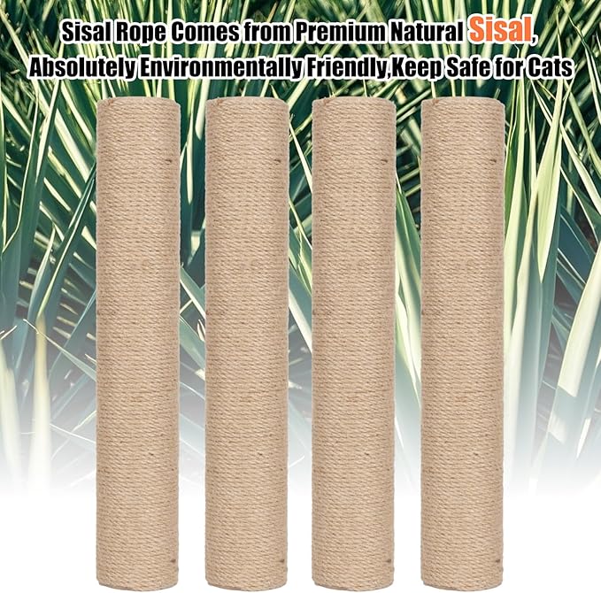 PowerKing Natural Sisal Replacement Scratching Post, 4 Pieces M8 Cat Scratch - Image 4