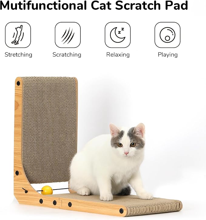 FUKUMARU Cat Scratcher, 18.9 Inch L Shape Cat Scratch Pad, Vertical Cat - Image 2