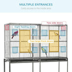 PawHut 65" Double Rolling Metal Bird Cage - Image 4