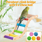 Hamiledyi Nature Wooden Bird Ladder Pet Parrots Climb Bridge Exercise Stands - Image 4