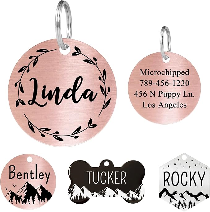 Ultra Joys Personalized Stainless Steel Dog and Cat Tags, Front and Back by UltraJoys