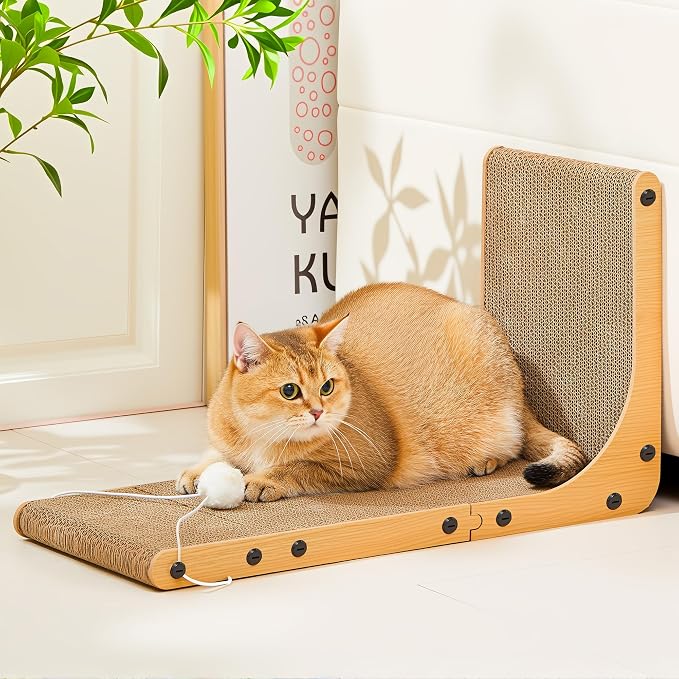 Value 2-Pack 23.6 Inch L-Shaped Cardboard Cat Scratcher, Dual Use Scratch Pad - Image 7