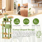 Globlazer Cactus Cat Tree Tower 76-Inch Extra Tall Multi-Level Cat Furniture - Image 6