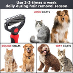 Tpotato Deshedding Dog Brush for Long Haired Dogs Cats, Undercoat Shedding Rake - Image 5