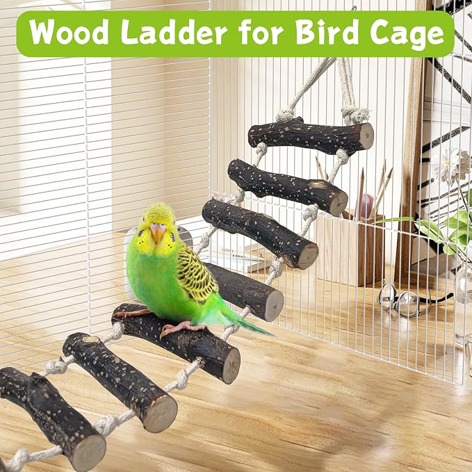BNOSDM Birds Rope Ladder Toy 2Pcs Wooden Bird Hanging Ladders Pet Climbing - Image 6