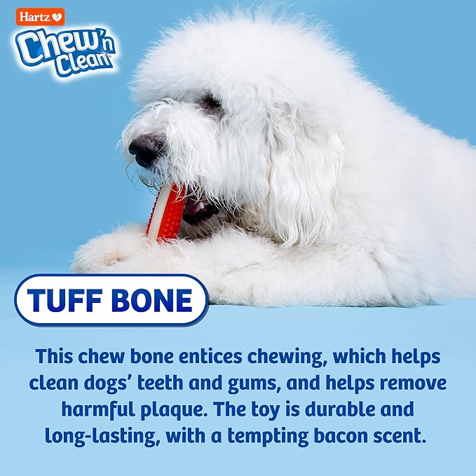 Hartz Chew 'N Clean Tuff Bone Bacon Scented Dental Dog Chew Toy - Image 5