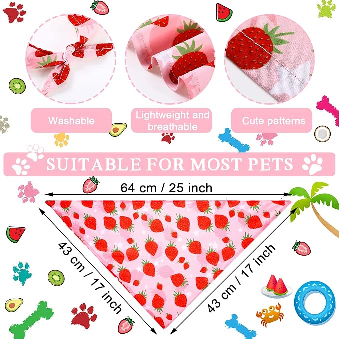 Frienda 20 Pcs Summer Spring Dog Bandanas Hawaiian Style Washable Triangle Pet - Image 2