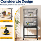 VIVOHOME 54 Inch Wrought Iron Large Bird Flight Cage - Image 4