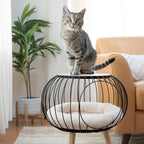 Kitty City Modern Cat Bed with Wooden Side Table, Elevated Indoor Cat Lounge - Image 4