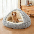 ShinHye Round Plush Fluffy Hooded Cat Bed Cave, Cozy - Image 6