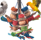 Bissap Bird Chew Toys, Natural Bark Corncob Nuts Parrot Toys and Treats by Bissap