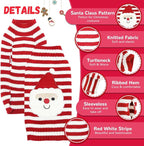 Dog Christmas Sweater Xmas Pet Clothes Cute Striped Santa Claus Costume Holiday - Image 4