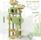 Globlazer Cactus Cat Tree Tower 76-Inch Extra Tall Multi-Level Cat Furniture - Image 7