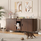Double Litter Box Enclosure for 2 Cats, Large Indoor Cat House - Image 3