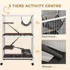 PawHut Metal Small Animal Cage, 5-Tiers Rolling Big Ferret Cage - Image 5