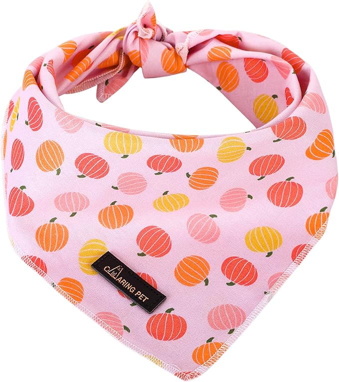ARING PET Halloween Dog Bandanas, Cotton Pink Pumpkin Pet Bandanas Cute by ARINGPET