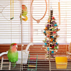 3 Pcs Extra Large Bird Parrot Toy Multicolored Natural Wooden Parrot Cage - Image 7