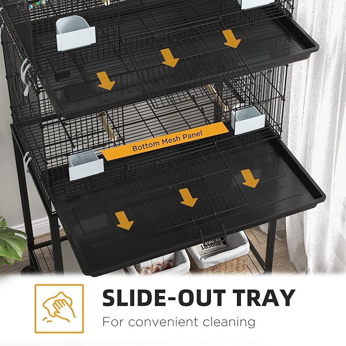 PawHut Double Stackable Bird Cage - Image 3
