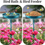 Daoeny 35In Metal Bird Bath for Outside, Vintage Freestanding Birdbaths & - Image 4