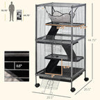 PawHut Metal Small Animal Cage, 4-Tiers Rolling Big Ferret Cage - Image 7