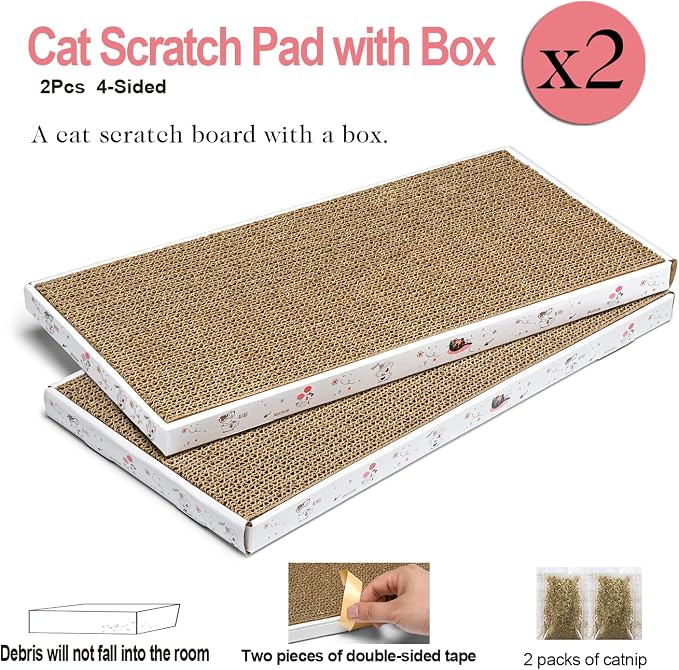 Cat Scratcher Cardboard with Box Durable Corrugate Scratching Kitty Sofa Lounge - Image 2