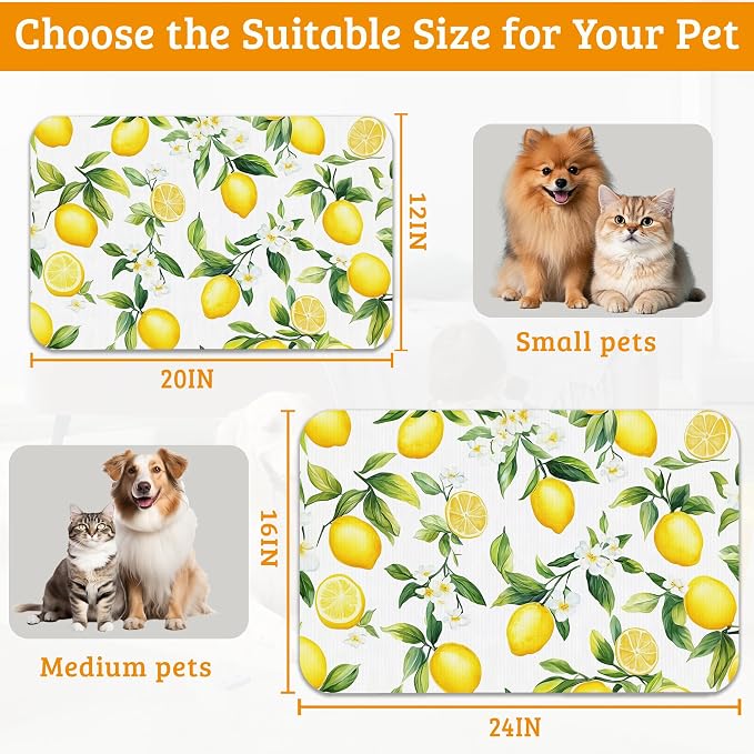 Lemon Feeding Mat, Non-Slip Rubber Backing Mat, Cat Dog Accessories Supplies - Image 6