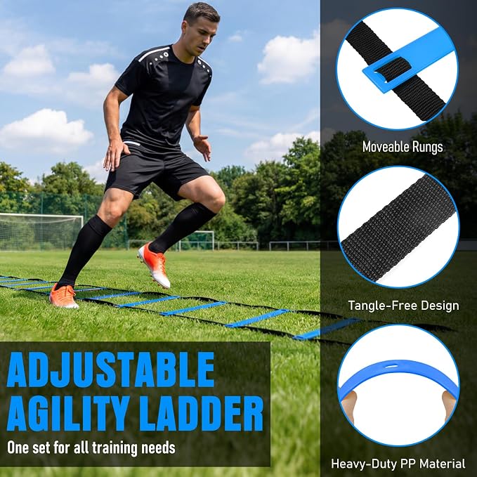 Agility Ladder, Soccer Football Training Equipment Set - 20ft Speed Ladder - Image 5